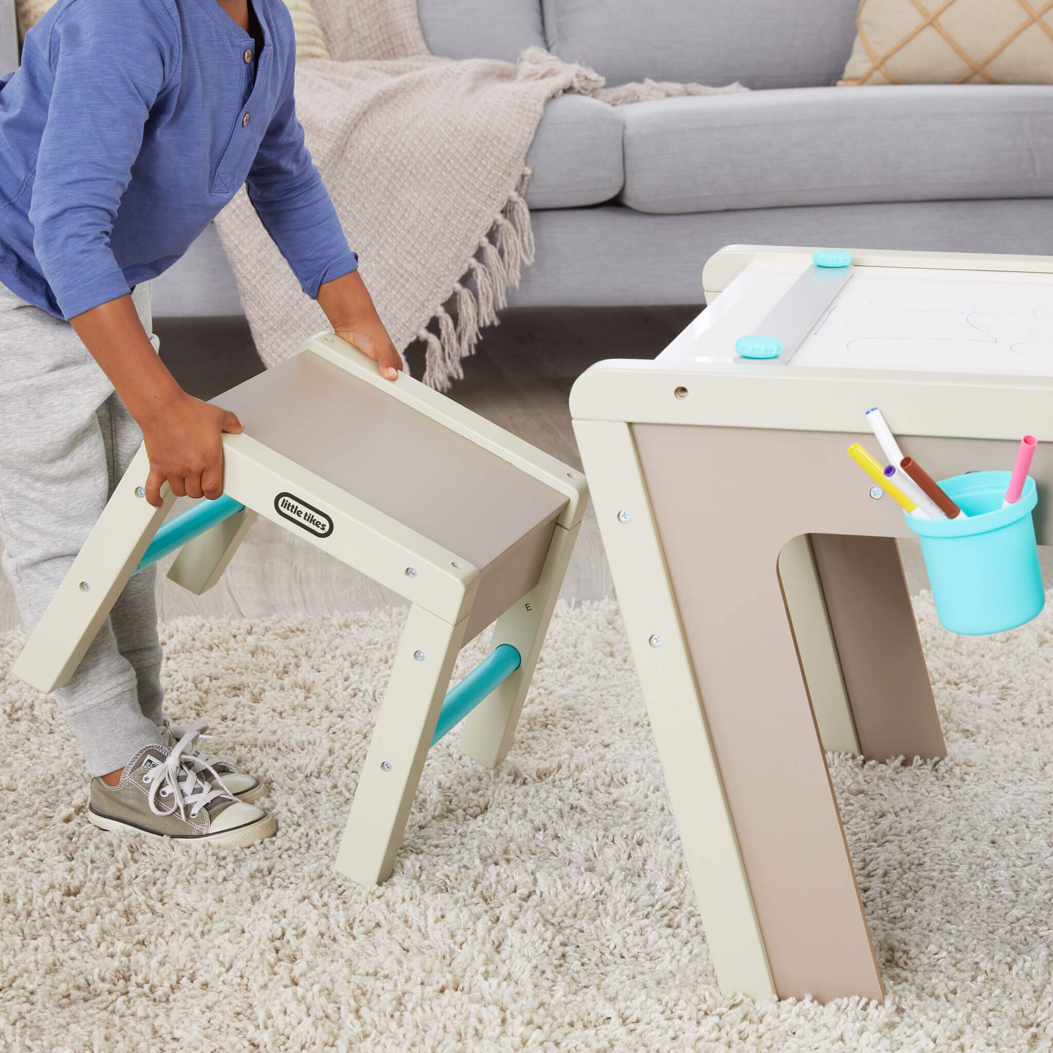 Little Tikes 2-in-1 Easel and Art Table – Kids' Wooden Art Station